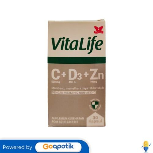 Vitalife C+D3+Zn Botol 30 Kapsul