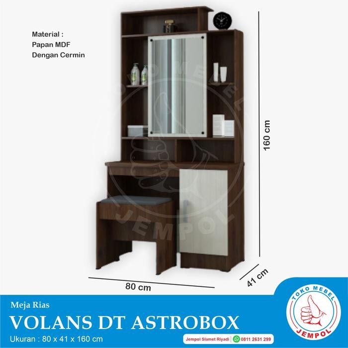 Meja Rias Jempol Minimalis Volans DT Astrobox/Mirror/Rak Cermin Makeup