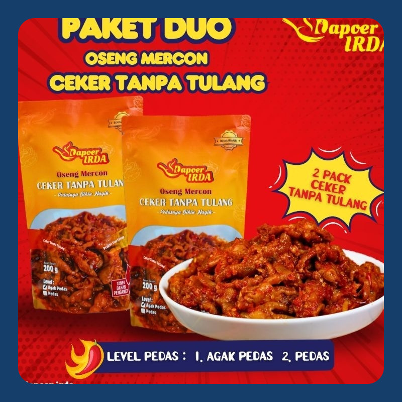 

Dapoer Irda Paket Duo Oseng Mercon Ceker Tanpa Tulang
