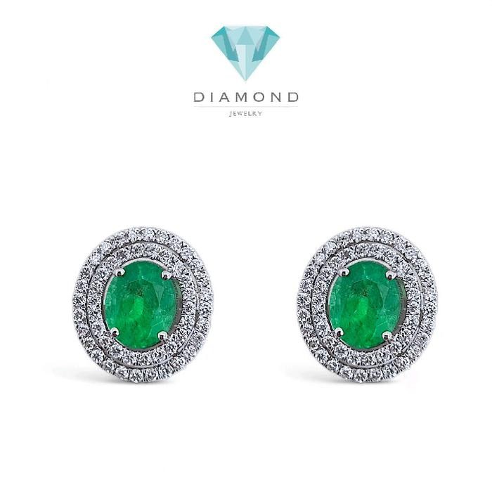 Emerald Diamond Earring 18K / Anting Berlian Emerld / Diamond Jewelry 402BA3459SD