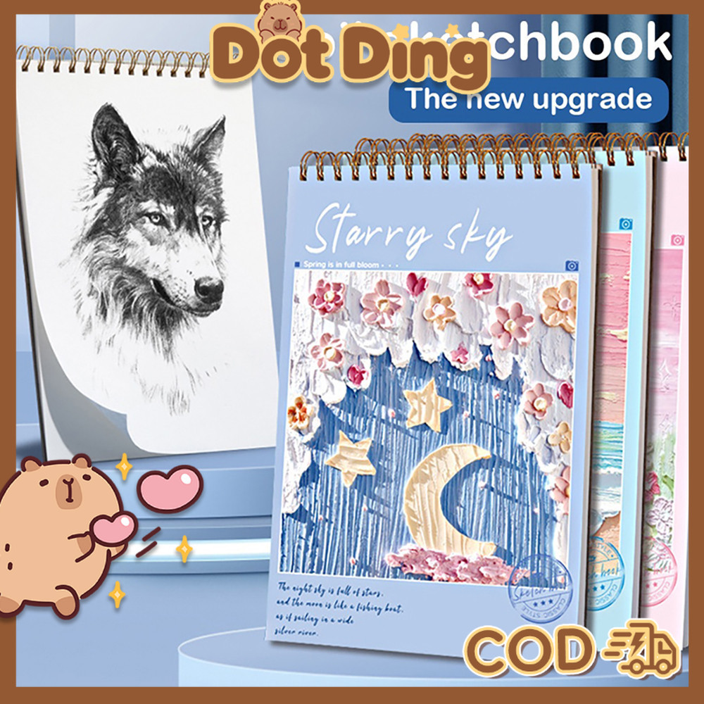 

[DOTDING] Sketchbook A4 Aesthetic Buku Gambar Vertikal Jilid Spiral 45 Lemabr K004