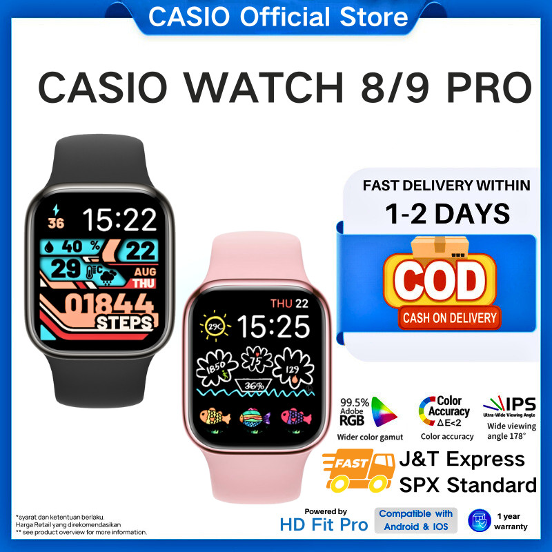 GARANSI 2024 Original CASIO SmartWatch 9 PRO MAX S 1.99 "HD Full Touch Screen Bluetooth Call Waterpr