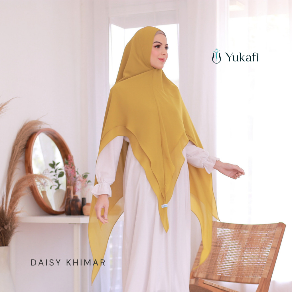 Yukafi - DAISY KHIMAR Hijab Istan Syari Premium Jilbab Pesta Pengajian Haji Umroh Ceruty 2 Layer  Ju