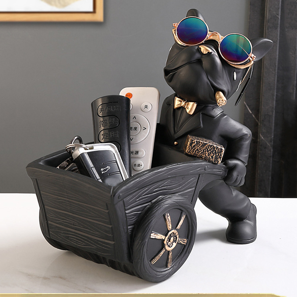 

Resin Dog Statue Living Room Decor Dog Sculpture Table Storage Tray Ornaments French Bulldog Figurine for Home Desk Decoration