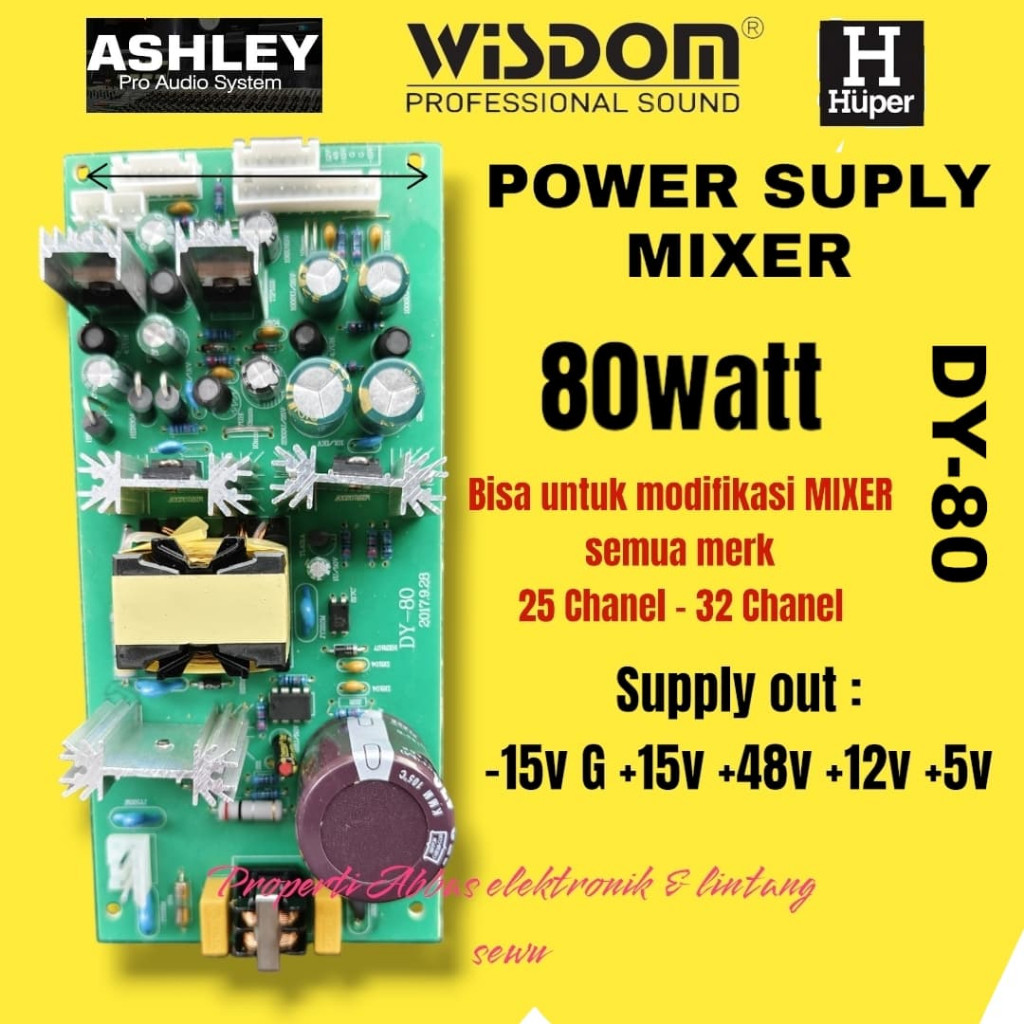 POWER SUPPLY MIXER  DY-80  80 WATT 16-36 CHANEL POWER SUPPLY AUDIO MIXER ASHLEY BETAVO HUPER 5V/12V/