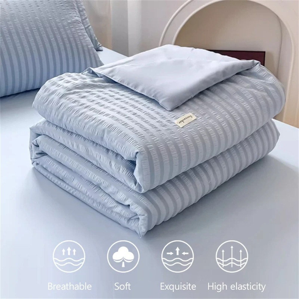 1PC Seersucker Cool Summer Quilt Duvet Cover Machine Washable Quilt Comforter Comfortable Soft Bed C