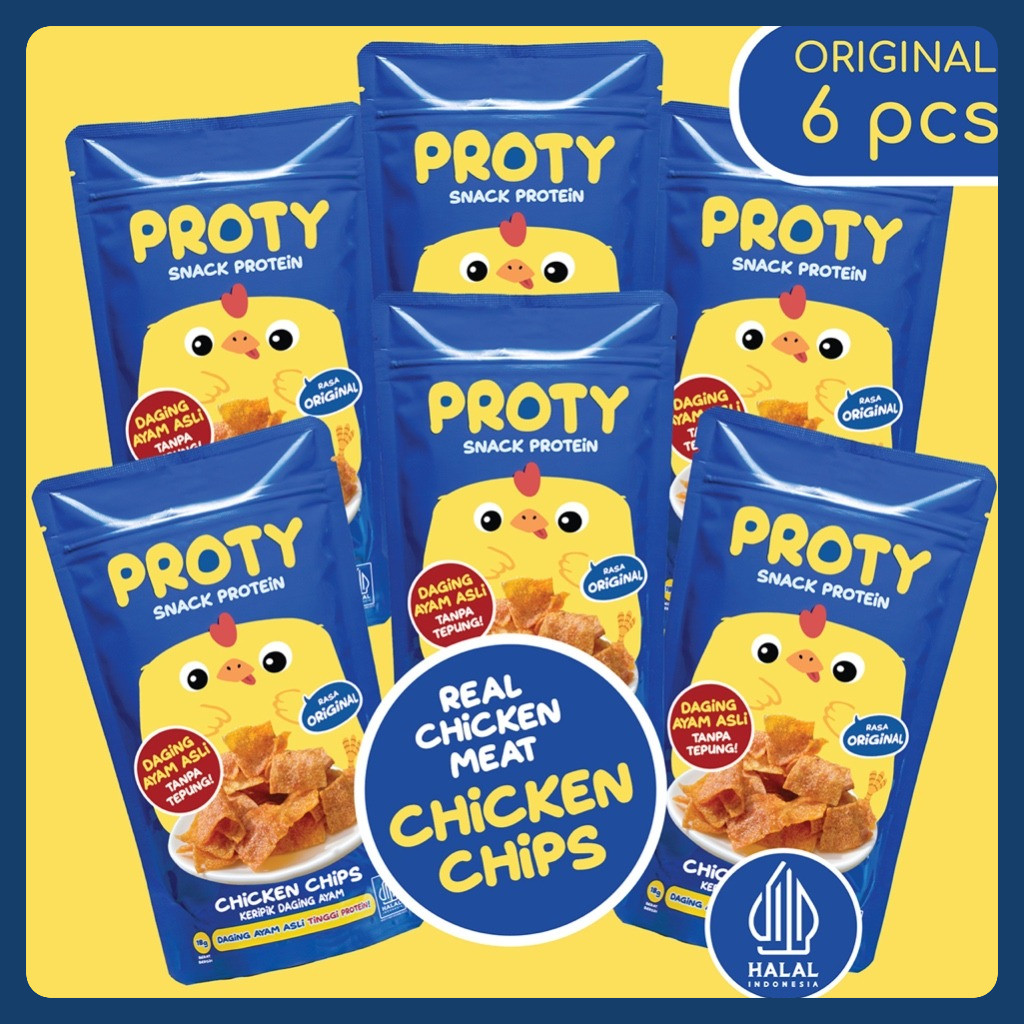 

PROTY Snack Anak Sehat Chicken Chips Original (Bundle 6 pcs) Tinggi Protein - Keripik Daging Ayam