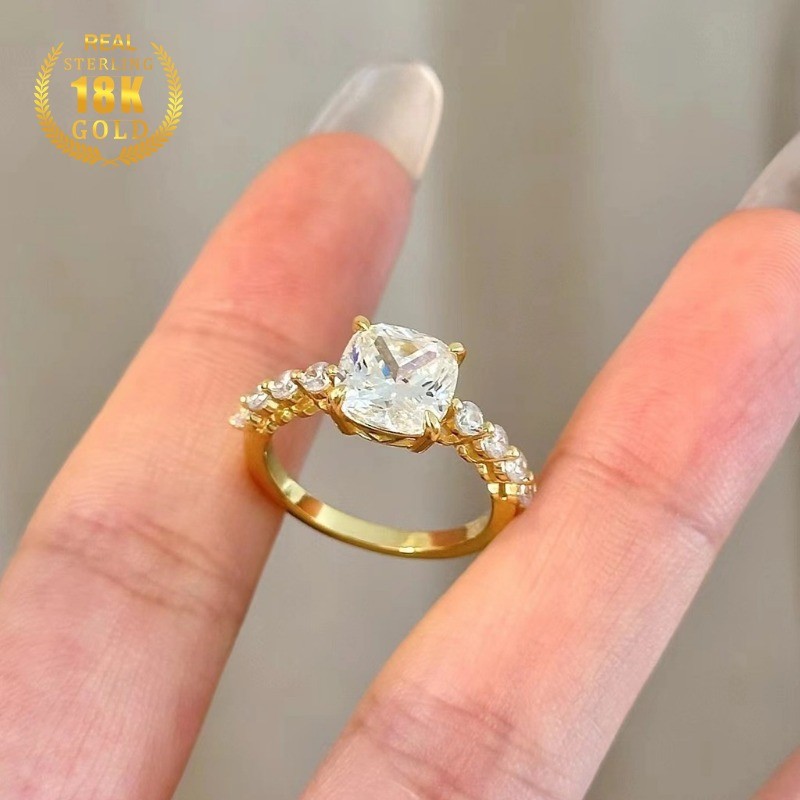 Cincin Berlian Putih Emas 18k Untuk Wanita