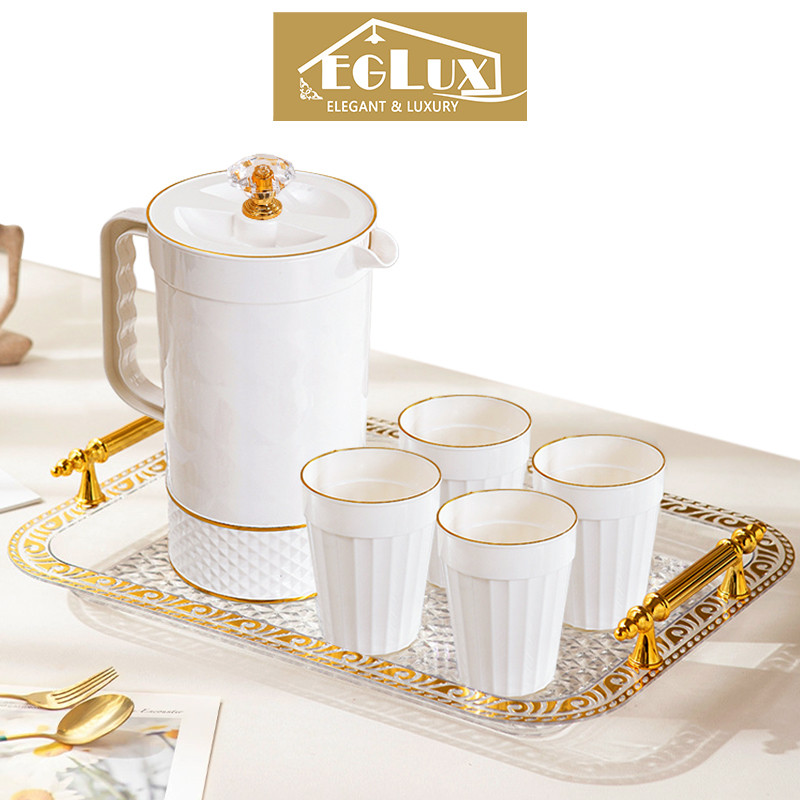 Set Teko Plastik 1.8L + 4 Gelas | Estetik & Fungsional banget