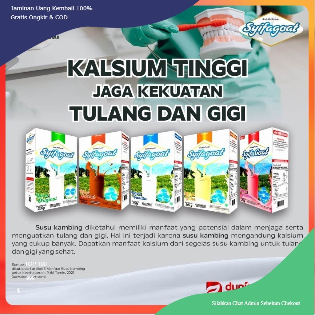 

Susu syifagoat Kalsium Tinggi Solusi Sendi, Tulang, Dan Gigi Pekalongan Herbal Darko