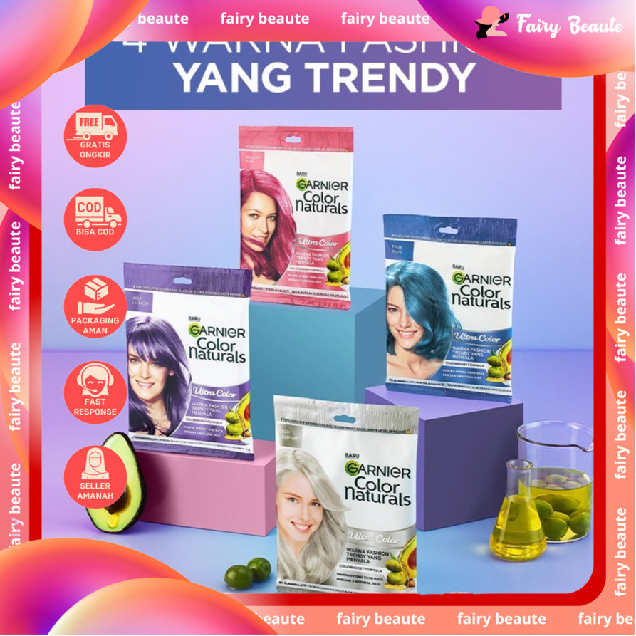 Garnier Hair Color Natural Pastel Sachet | Garnier Bleaching Ash Blonde | Blue | Pink Pewarna Rambut