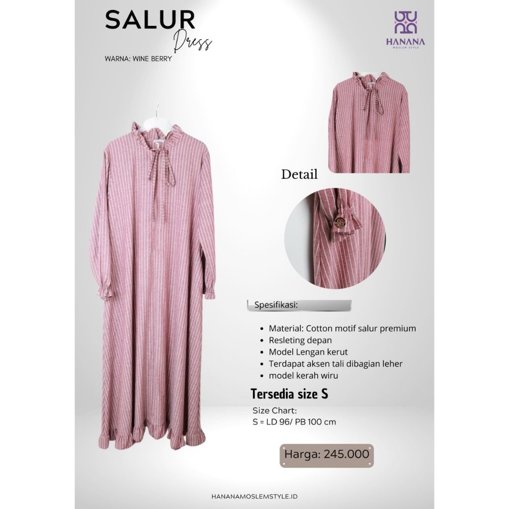 SALUR DRESS BY HANANA- GAMIS GARIS  -GAMIS KATUN