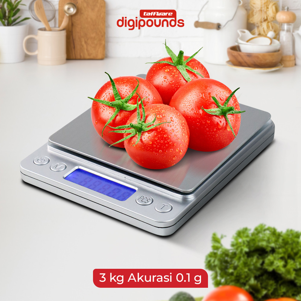 

ORIGINAL Taffware Digipounds Timbangan Dapur Mini Digital Scale 3kg 0.1g - i2000
