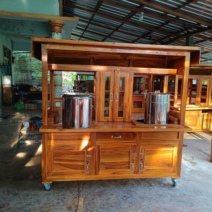 gerobak booth mie ayam bakso roda troli dan dua dandang