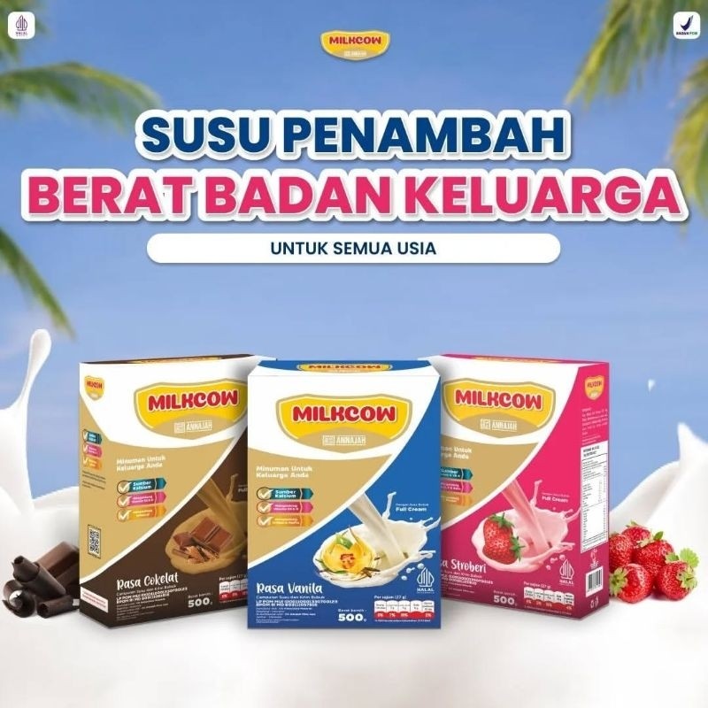 

( PROMO ) MILKCOW SUSU BUBUK SAPI SUSU GEMUK BERGIZI ANAK DAN DEWASA BERAT 500GR RASA STRAWBERRY