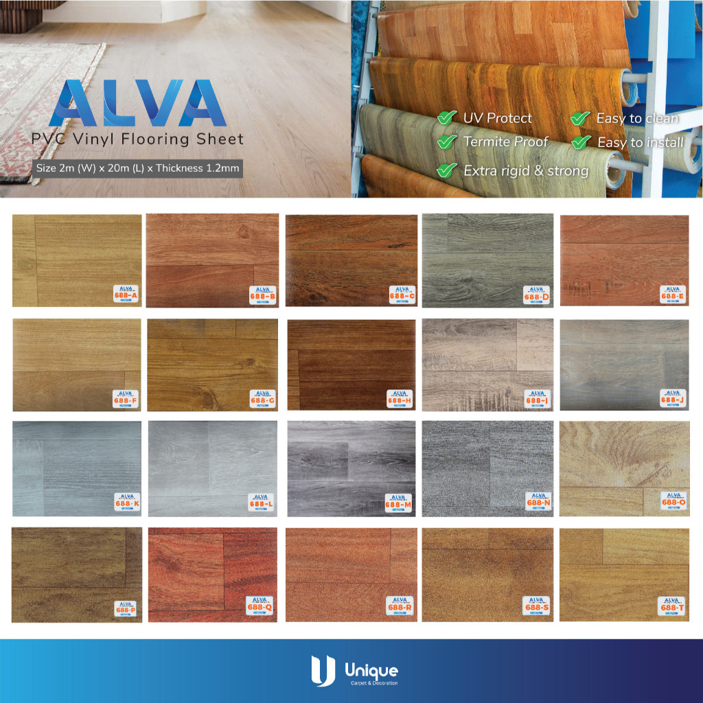 Karpet Lantai Alva / Karpet vinyl lantai  Motif Kayu / Karpet Lantai Terlengkap