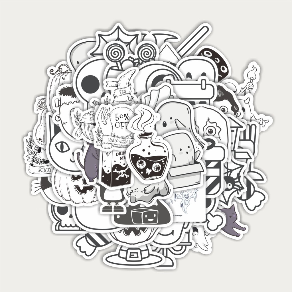 

Sticker Pack Sticker Hitam Dan Putih Horror | Sticker TUMBLR | Stiker LAPTOP KOPER HELM