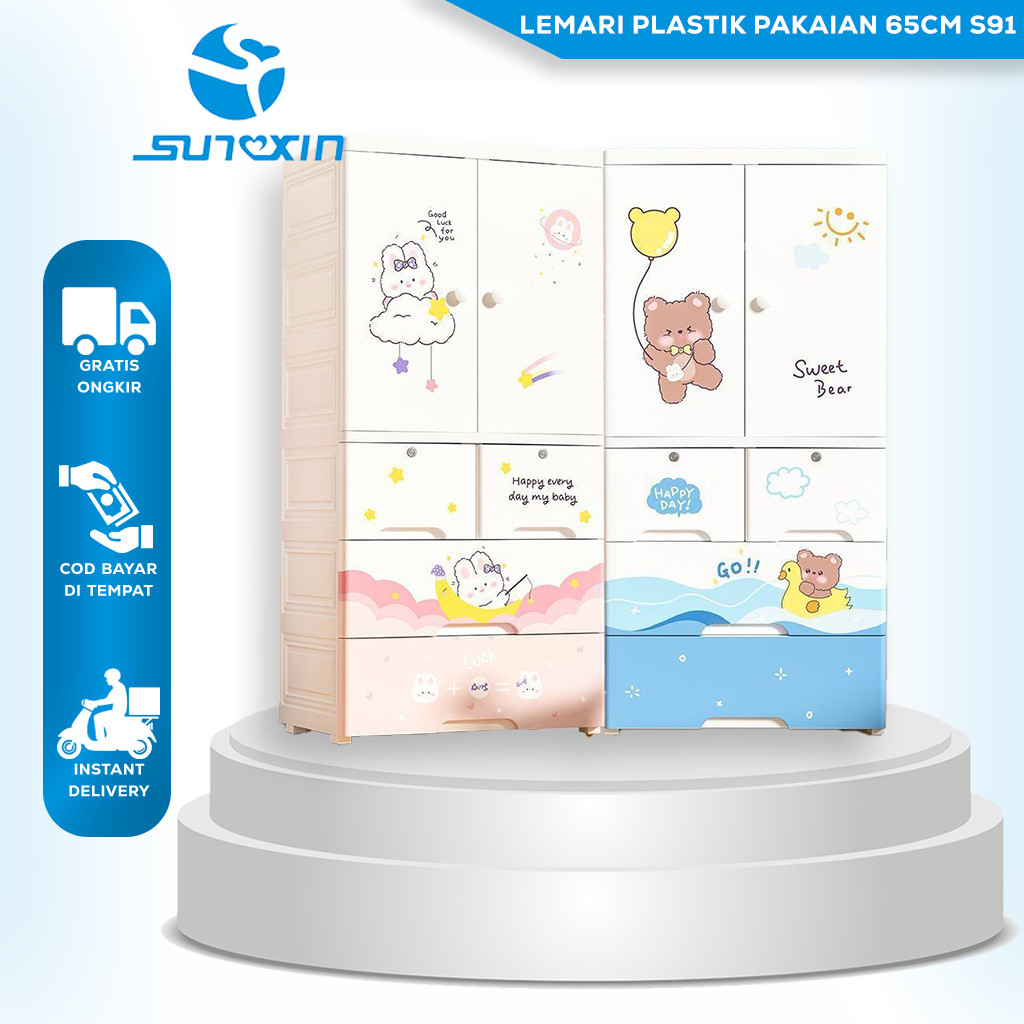 SUNXIN Lemari Plastik Pakaian 65CM S91 / Lemari Pakaian Anak / Plastic Storage Cabinet Lemari / Laci