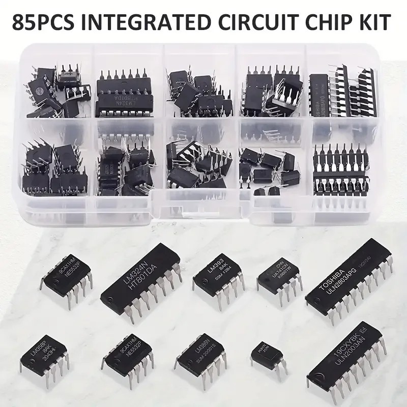 85PCS Integrated Circuit Chip Kit 10 Specifications IC-NE555 IC-LM324 IC-LM358 DIP Single Precision 