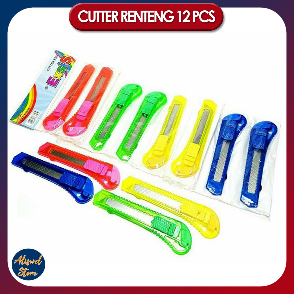 

Pisau Cutter Renteng Plastik Besar Tajam 12 Pcs Stainless Steel Tahan Lama Exsis