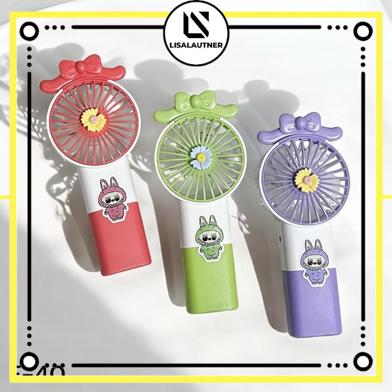 kipas angin mini labubu portable cas / kipas angin kecil karakter lucu