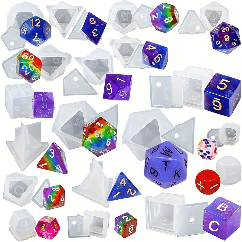

19pcs/set Alphanumeric Resin Dice Molds Polyhedral Silicone Dice Molds For Resin Casting, 3D Silicone Mold For DIY Dice Making