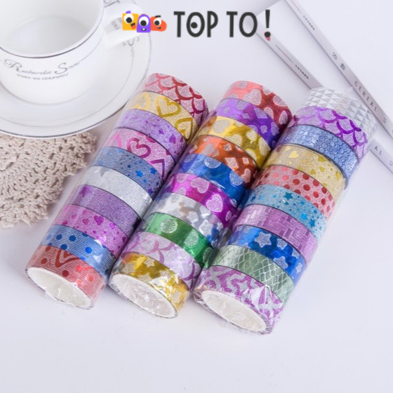 

(1slot) Selotip Isolasi Lakban Gliter Motif Warna-Warni / Isolatip Solasi Tape Gliter karakter Lucu