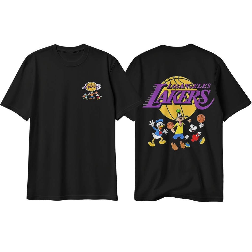 Bola basket Mickey Donald Goofy Lakers sepanjang musim 200g kapas tunggal sisi dicetak kru lengan pe