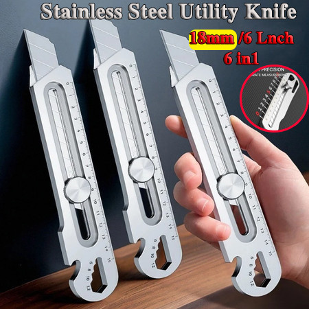

11in1 Pisau Cutter / Stainless Steel Utility Knife / 18mm Multifungsi Cutter / Pisau Pemotong Kertas / Knife Cutter Knife Auto Lock Cutter Sk5