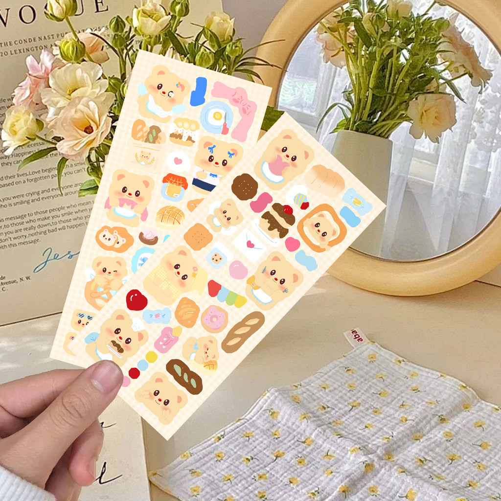 

2PCS Butter Bear Stickers Exquisite Single Transparent Handheld Account Material Phone Case Laptop Luggage Waterproof Stickers
