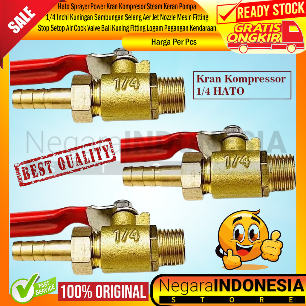 Hato Sprayer Kran Power Kompresor Steam Pompa 1/4 Keran Inch Inchi Inci Compresor Air Stop Setop Coc