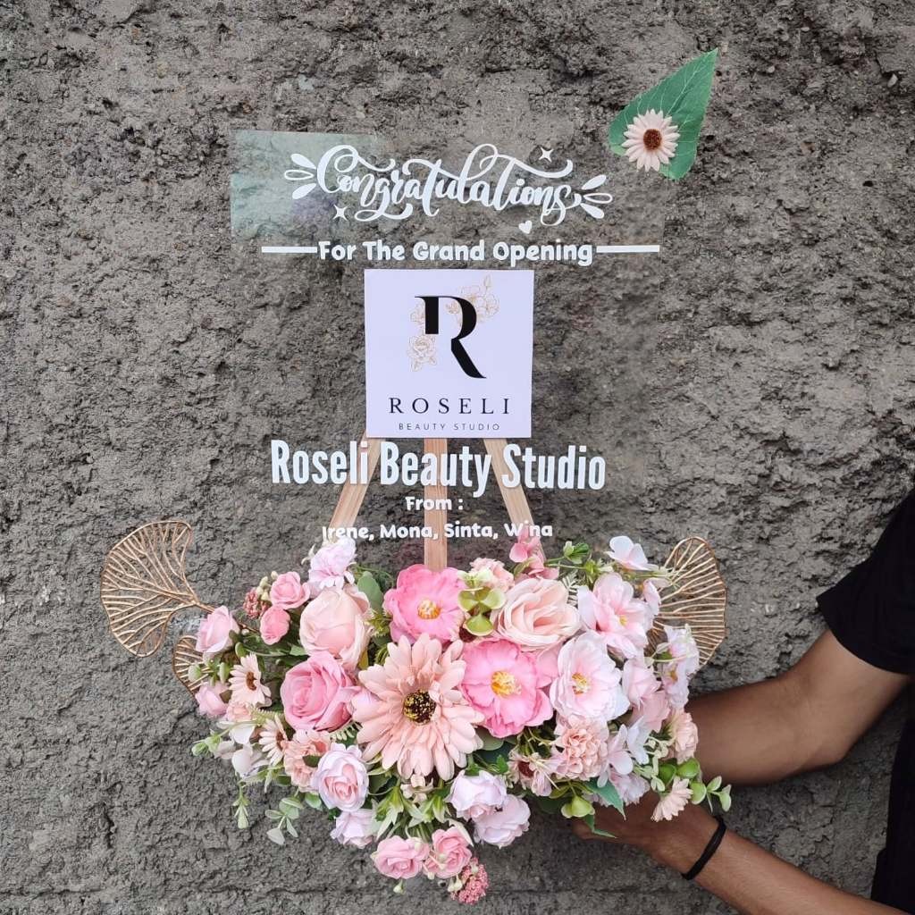 Stand Akrilik Bunga Artificial Ukuran LARGE A3 29x42 Grand Opening Wisuda Kado