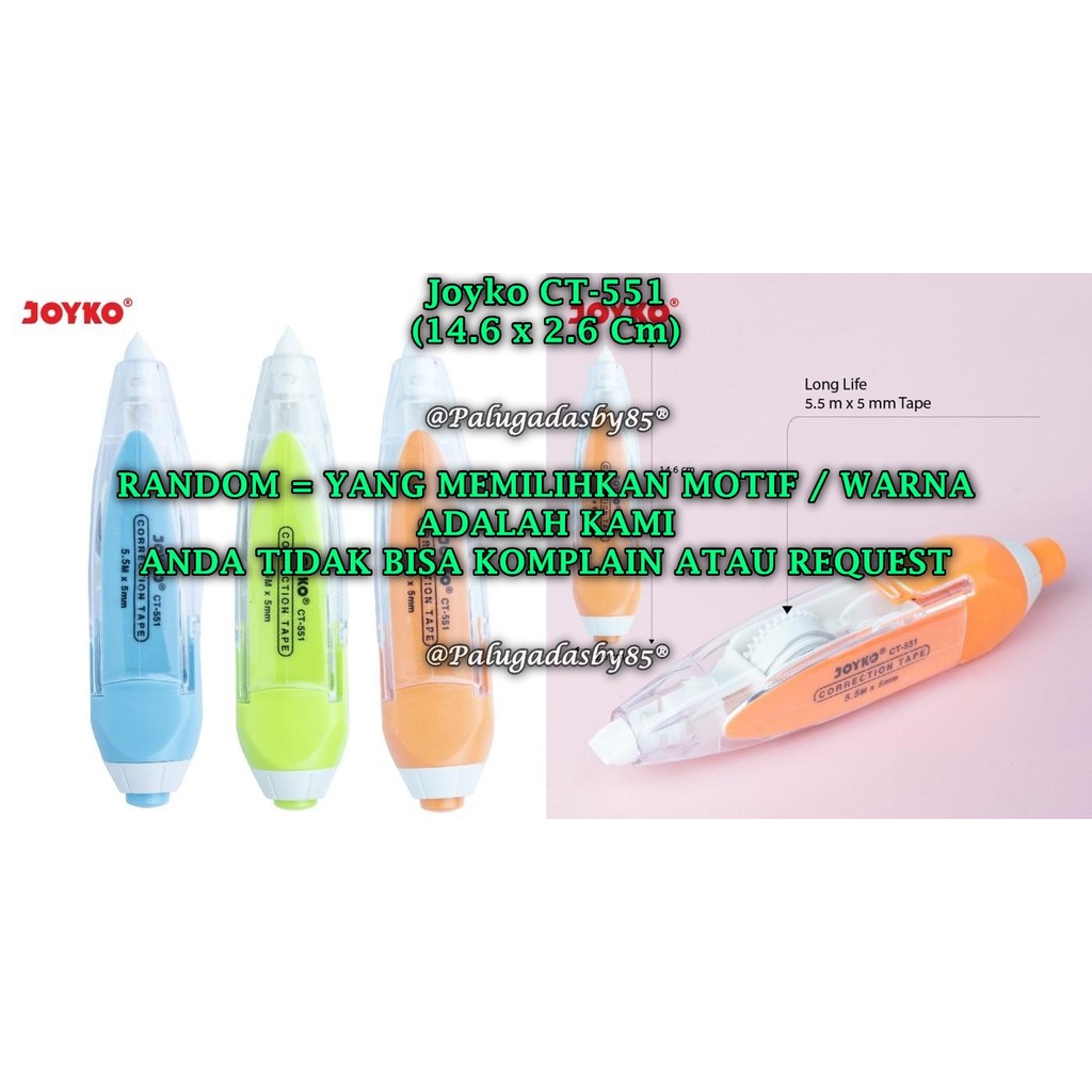 

(1 Biji) GROSIR Correction Tape JOYKO CT-551 (5.5M*5mm) / Pita Koreksi Joyko CT-551 (1 Biji)