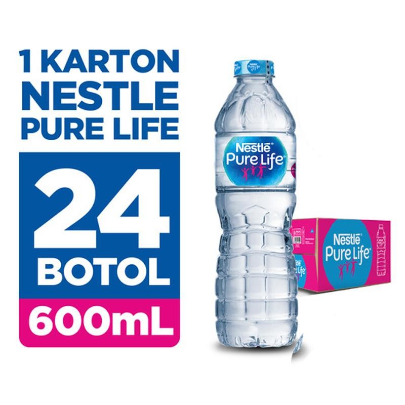 

Nestle Pure Life Botol 600 ml. 1 Dus isi 24 pcs.