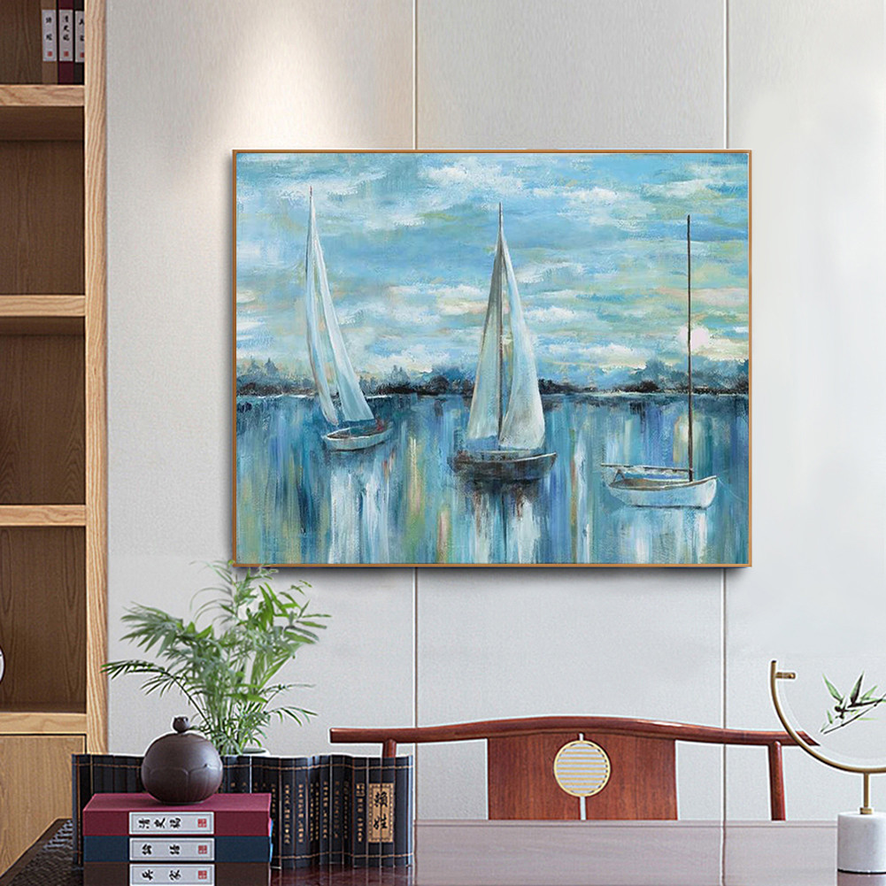 

Sailboat Oil Paint By Numbers Kit Frameless Drawing Picture Home Wall Decor