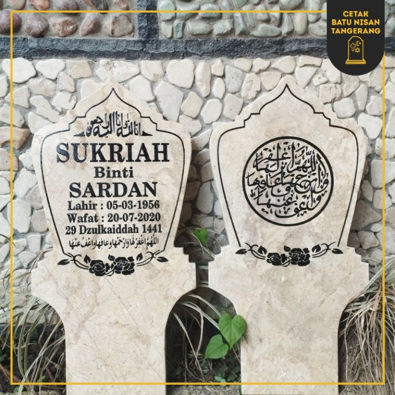 BNT - BATU NISAN TANCAP 20X40 SEPASANG ( NAMA + DO'A)