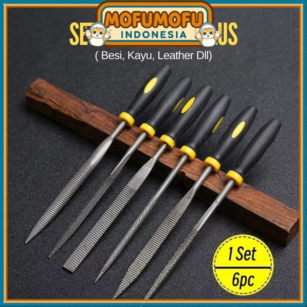 Set 6 Pcs Kikir Kayu Besi Kecil Steel 3mm Perkakas 14cm Penghalus