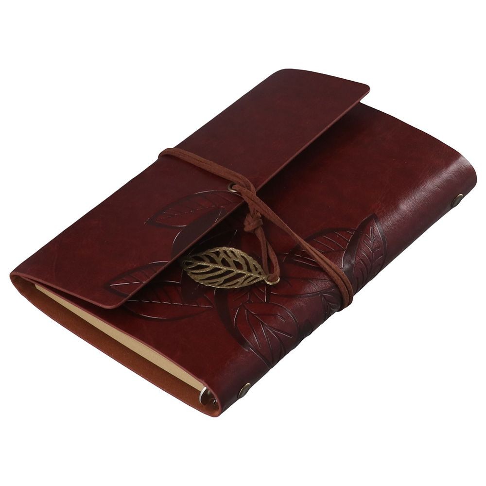 

Cute Diary Notepad Sketch Book, Leaf Embossed and Retro Pendants Book, PU Synthetic Leather Journal Notebook