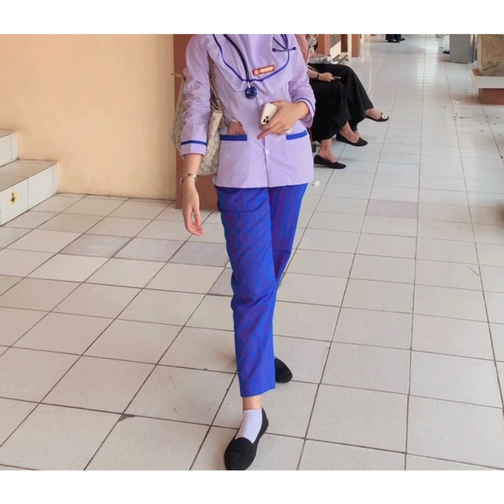SERAGAM BIDAN PUTIH BIRU/ mahasiswa Bidan/ Mahasiswa kesehatan/ satu set baju bidan