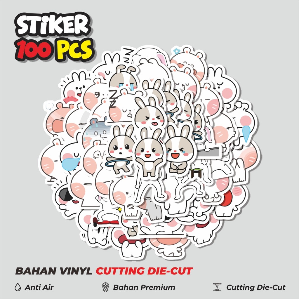 

Terbaru! 50 pcs Sticker Hewan Kelinci Stiker Dekorasi Lucu Kreatif untuk Notebook, Skateboard, HP