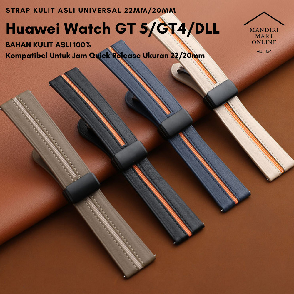 Strap Smartwatch Quick Release 22mm 20mm Kulit Asli Elegan / Tali Jam Smartwatch Huawei Watch GT 5 4