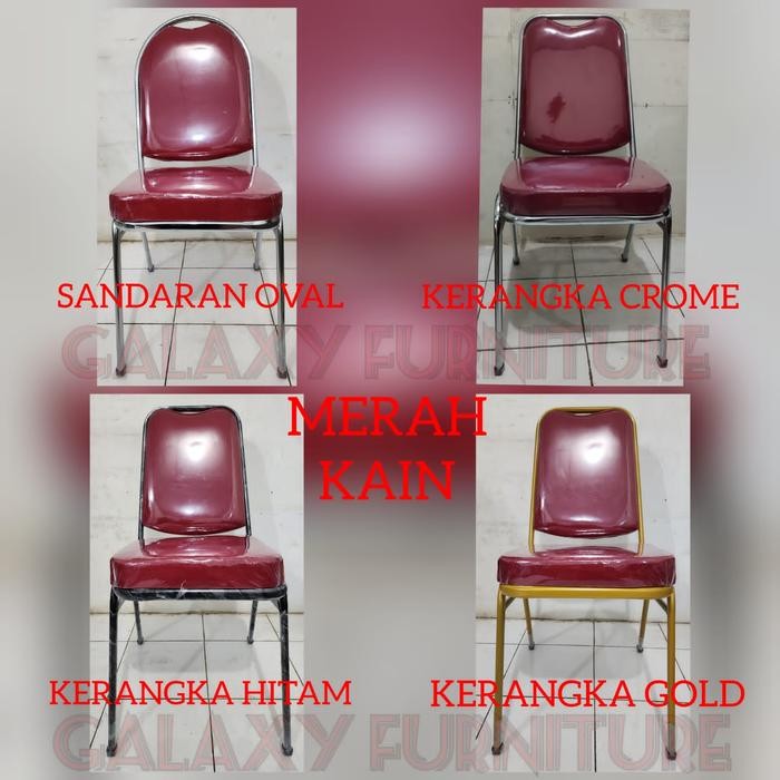 dijual_kursi susun Futura/kursi susun/kursi pesta/kursi tamu/kursi makan - Merah, Kerangka Hitam