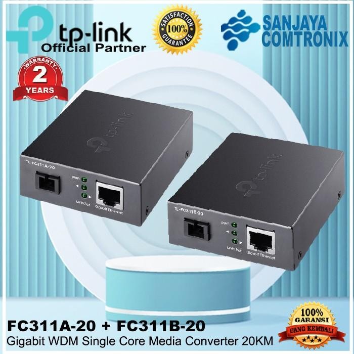 TP-Link TL-FC311A-20 + FC311B-20 Gigabit WDM Media Converter - FC311A-20