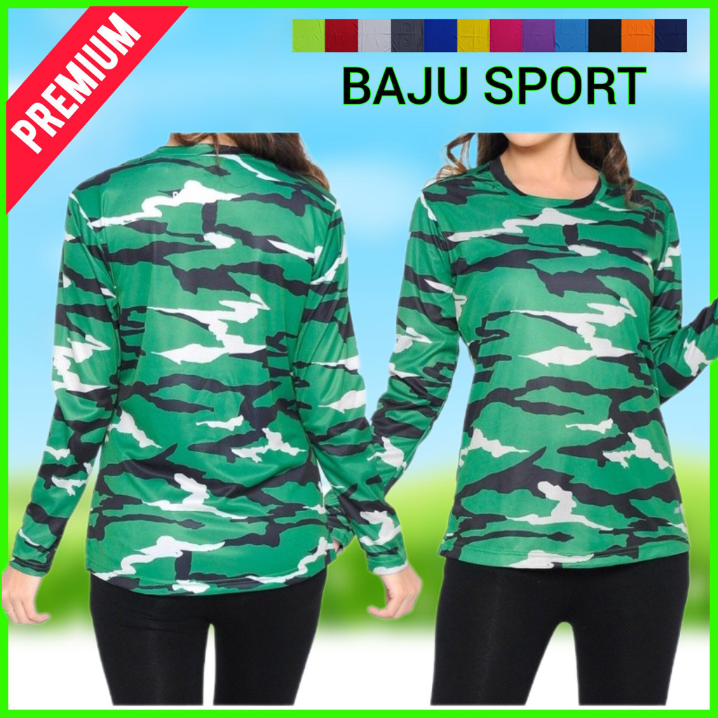 ZIYAR SPORT 028 Kaos Olahraga Motif Loreng Baju Senam Wanita Lengan Panjang Running Shirt Gym Lari