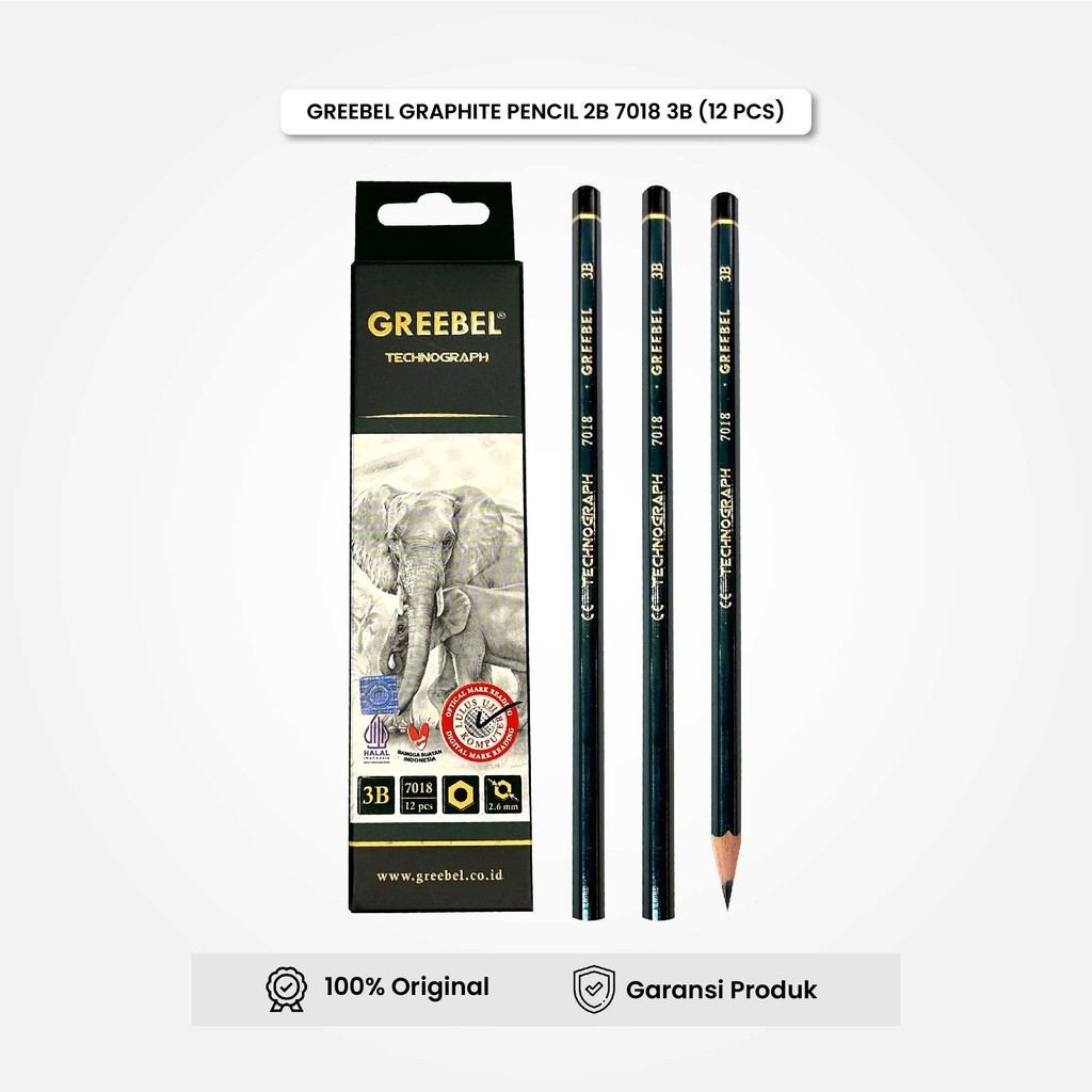 

GREEBEL Pensil kayu 3B 7018 (12PCS/SET) / Pensil Tulis Ujian Sekolah Pensil Gambar