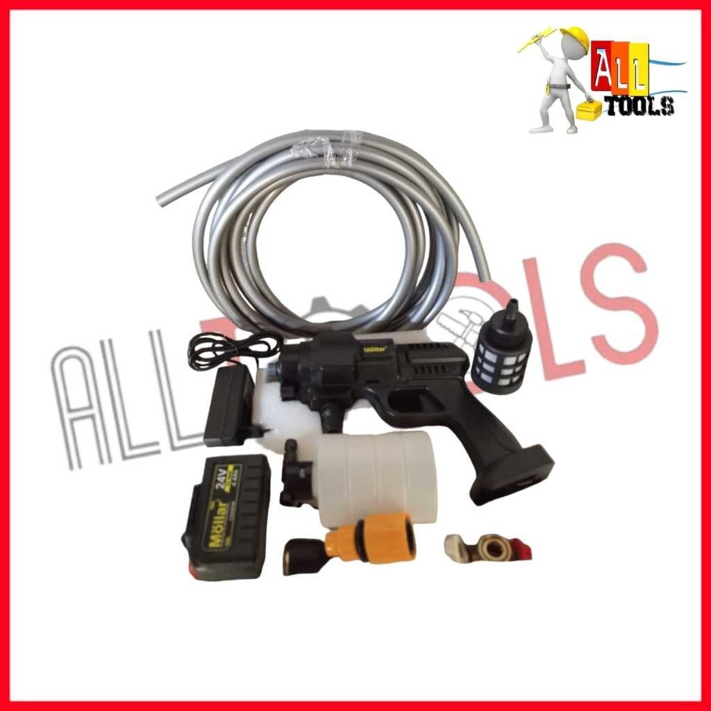 CORDLESS CLEANING GUN 24V HPW 2460/ JET CLEANER BATERAI 24V MESIN STEAM CUCI MOTOR MOBIL - MOLLAR