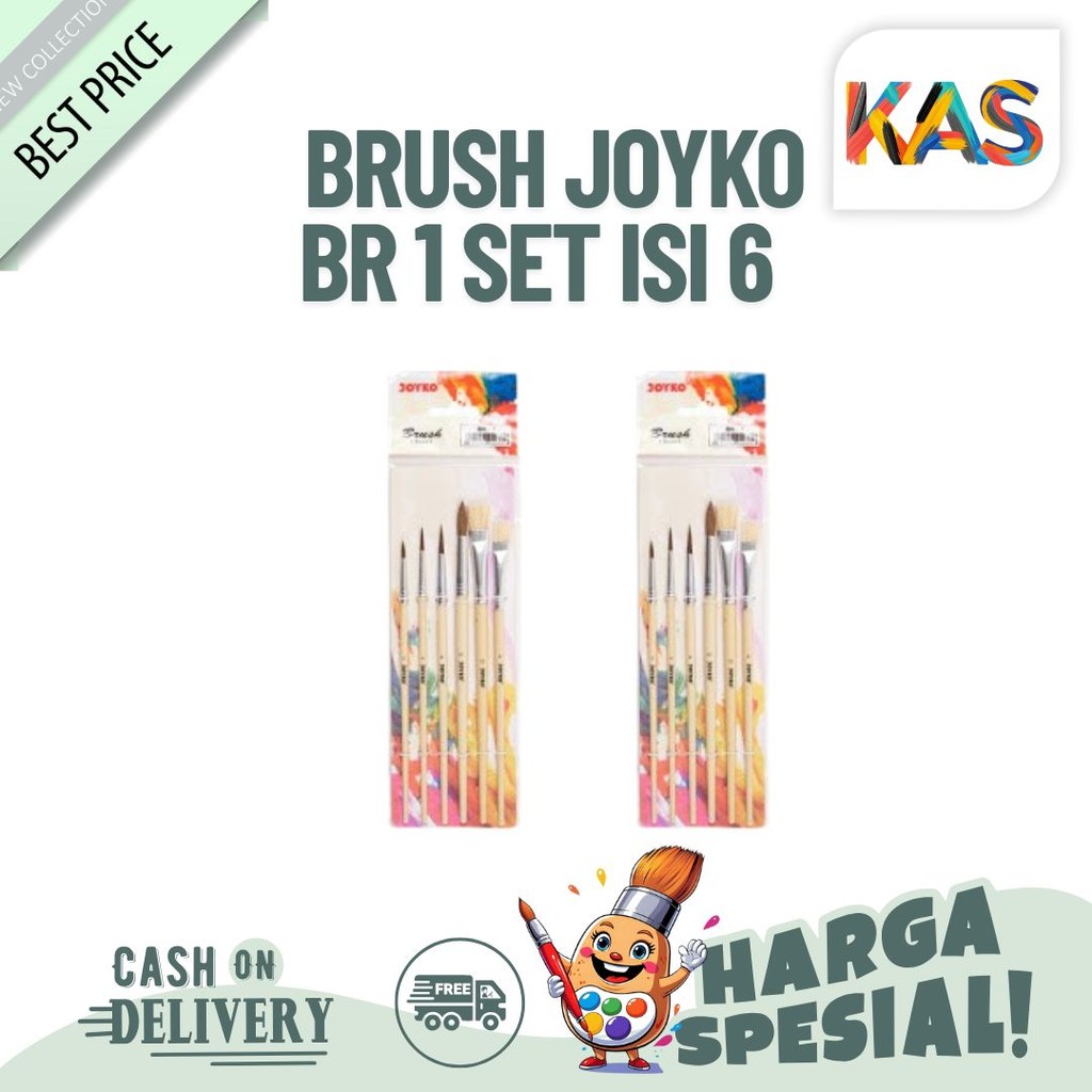 

Kuas Lukis Brush Joyko BR 1 Set Isi 6 kuas Cat Air Acrylic Minyak - Eceran