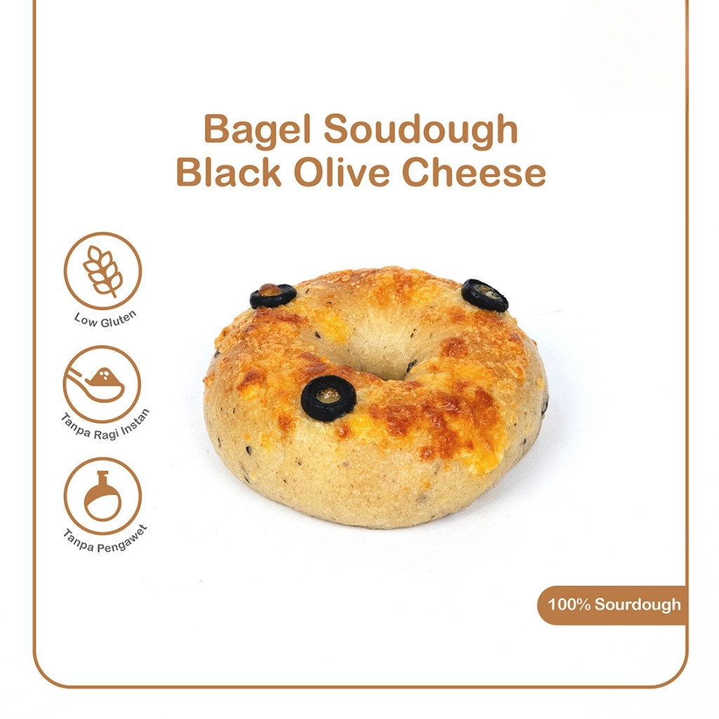 

Artisan Sourdough Bagel - Olive & Triple Cheese | 100% Long Fermentation (100gr) | Vegan-Friendly