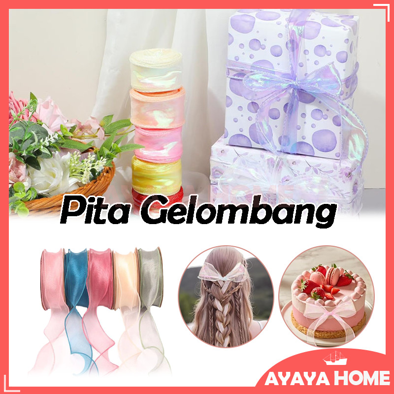 

Pita Korea Gelombang Ribbon /1 Roll Fishtail Ribbon 9.14m*4cm