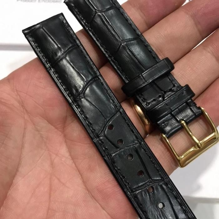 TALI JAM TANGAN GUESS BUCKLE ROSGOLD KULIT ORIGINAL - Hitam, 22mm